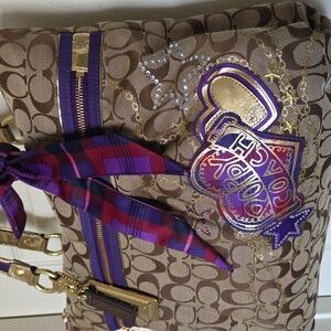 Coach Poppy Signature Applique Tartan Multi Limited Edition Glam Tote RARE